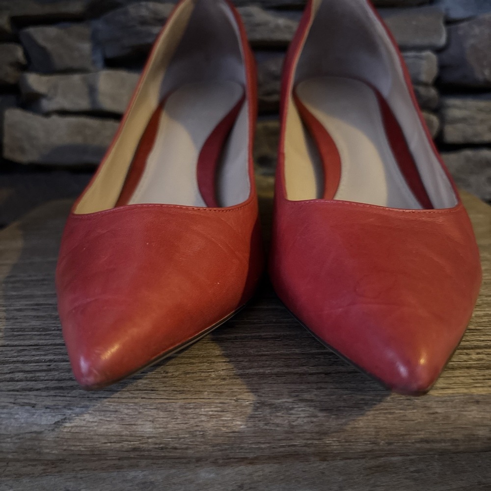 LAUREN RALPH LAUREN STILETTO PUMPS - RED LEATHER - 9.5 B - Picture 5 of 12